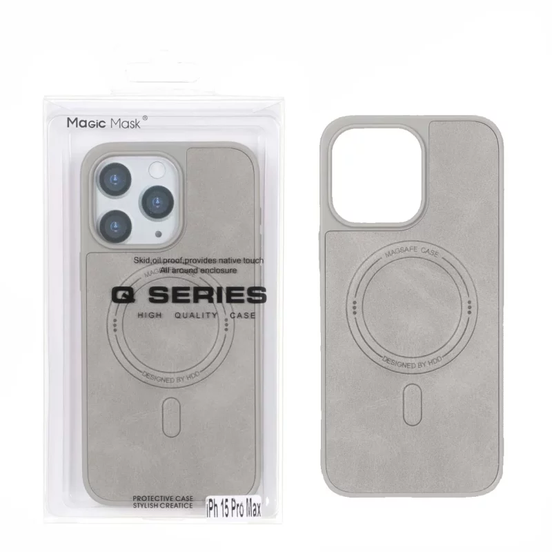 قاب HDD چرمی MagSafe مدل Apple iPhone 15 Pro Max - طوسی (پک دار) - تصویر 2