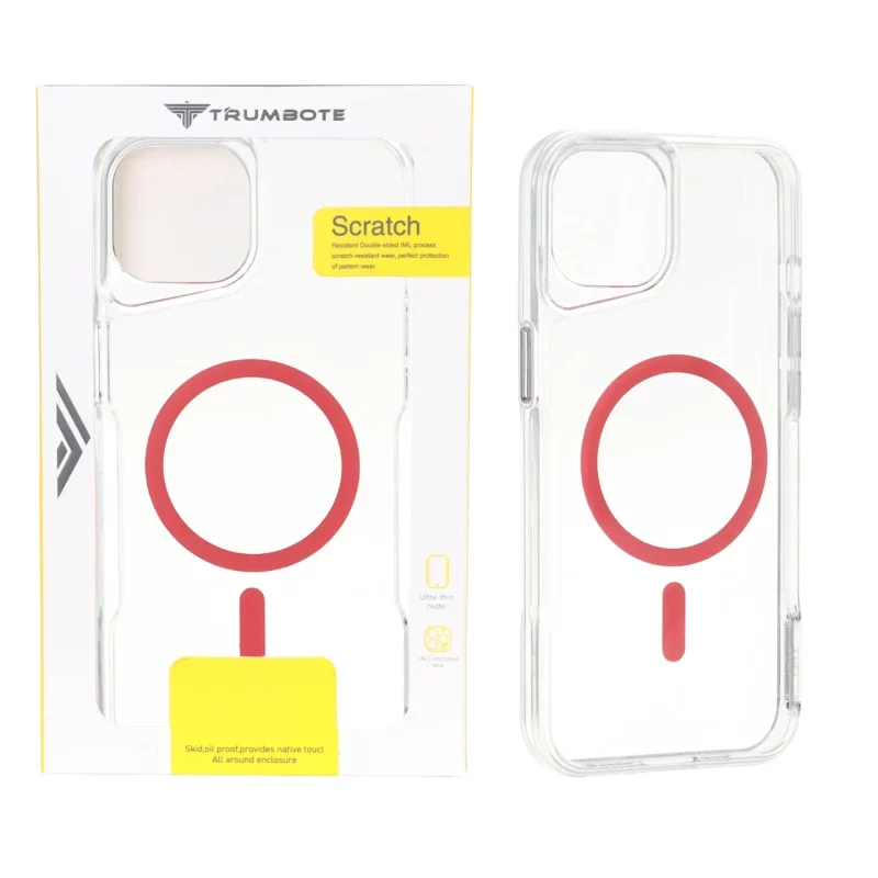 قاب Trumbote NewZone شفاف MagSafe مدل Apple iPhone 15 / iPhone 14 / iPhone 13 - قرمز (پک دار) - تصویر 2
