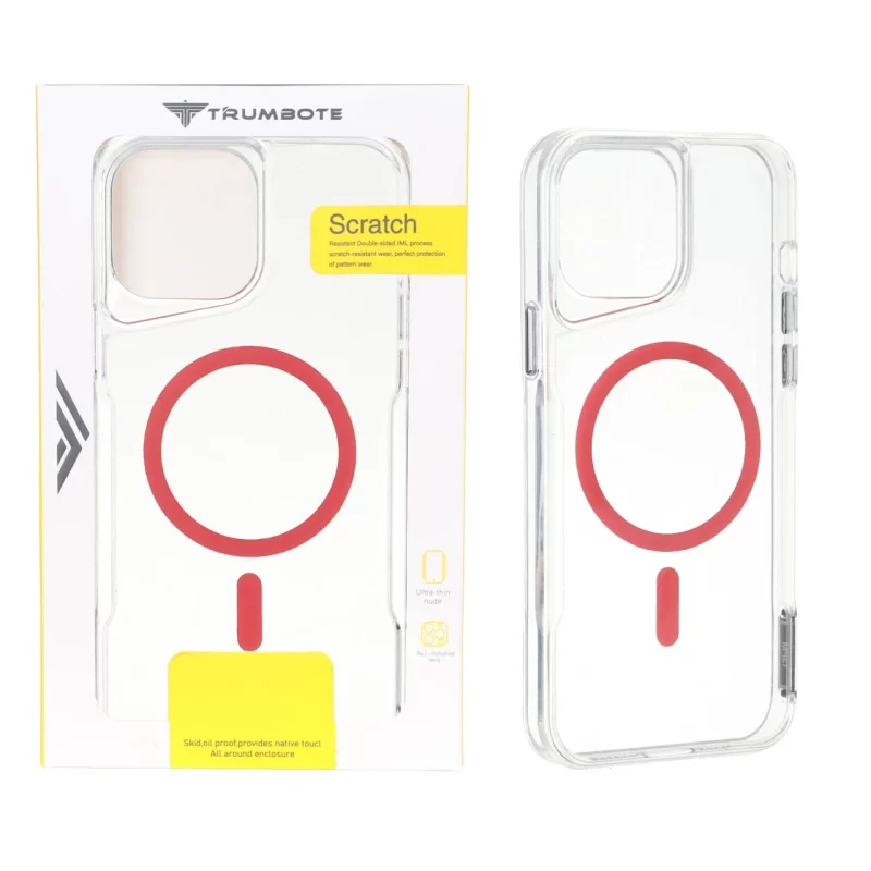 قاب Trumbote NewZone شفاف MagSafe مدل Apple iPhone 15 Pro Max - قرمز (پک دار) - تصویر 2
