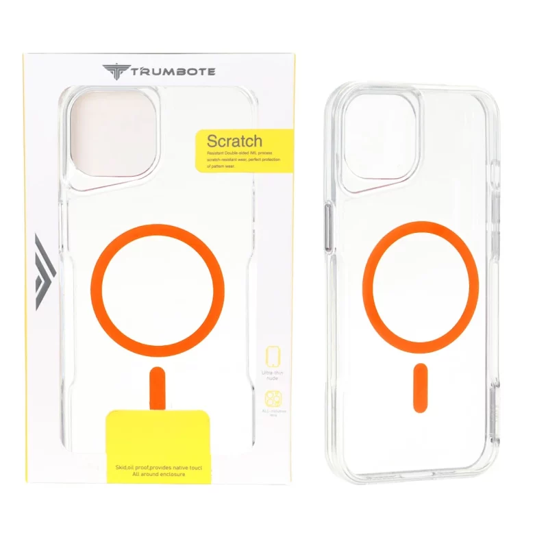قاب Trumbote NewZone شفاف MagSafe مدل Apple iPhone 13 / iPhone 14 - نارنجی (پک دار) - تصویر 2