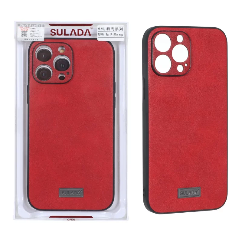 قاب اورجینال Sulada چرمی Apple iPhone 13 Pro Max - قرمز (پک دار) - تصویر 2