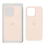 قاب سیلیکونی پاک کنی اورجینال Apple iPhone 15 Pro Max - کرم نارنجی (پک اصلی)