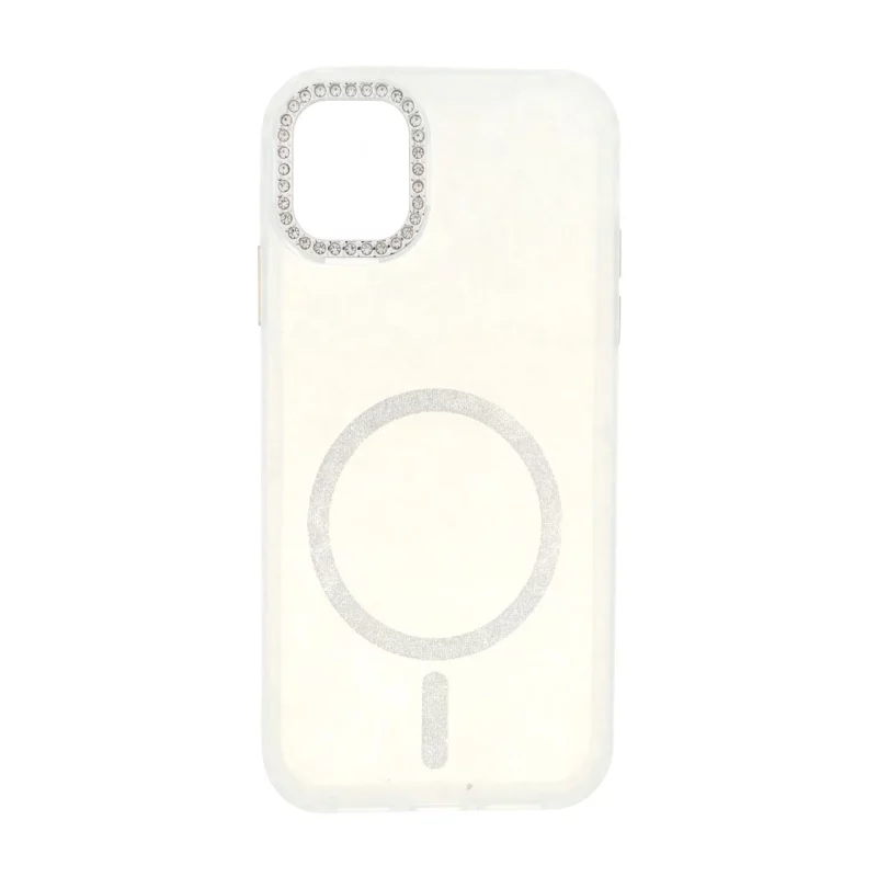قاب ماربل طرح مگ سیف اکلیلی لنز نگین دار Apple iPhone 11 - سفید - MPS - تصویر 2