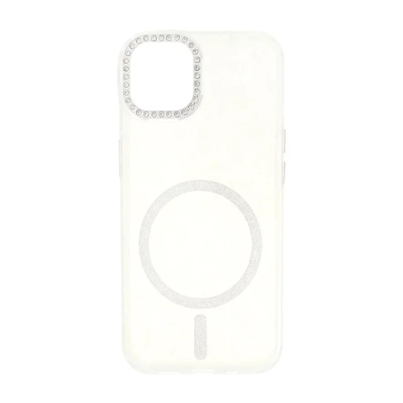 قاب ماربل طرح مگ سیف اکلیلی لنز نگین دار Apple iPhone 13 / iPhone 14 - سفید - MPS - تصویر 2