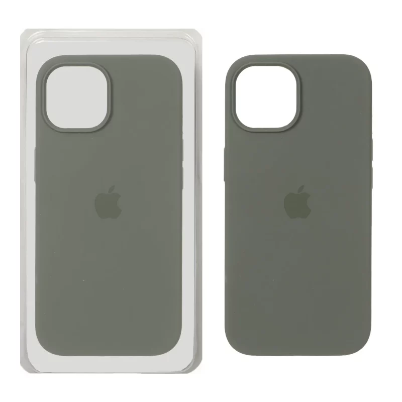 قاب سیلیکونی پاک کنی اورجینال Apple iPhone 15 / iPhone 14 / iPhone 13 - سبز زیتونی تیره (پک اصلی) - تصویر 2