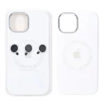 قاب سیلیکونی اورجینال Magsafe با ست محافظ لنز رینگی Apple iPhone 15 / iPhone 14 / iPhone 13 - سفید (پک دار)
