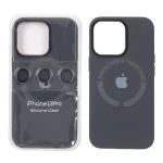 قاب سیلیکونی اورجینال Magsafe با ست محافظ لنز رینگی Apple iPhone 13 Pro - خاکستری (پک دار)