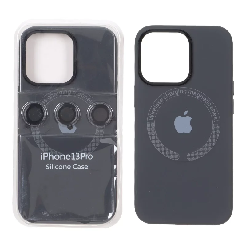قاب سیلیکونی اورجینال Magsafe با ست محافظ لنز رینگی Apple iPhone 13 Pro - خاکستری (پک دار) - تصویر 2