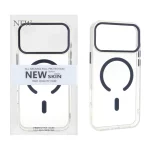 قاب اورجینال New Skin شفاف MagSafe پشت سخت لنز آلومینیومی Apple iPhone 17 Pro Max - سرمه ای (پک دار)