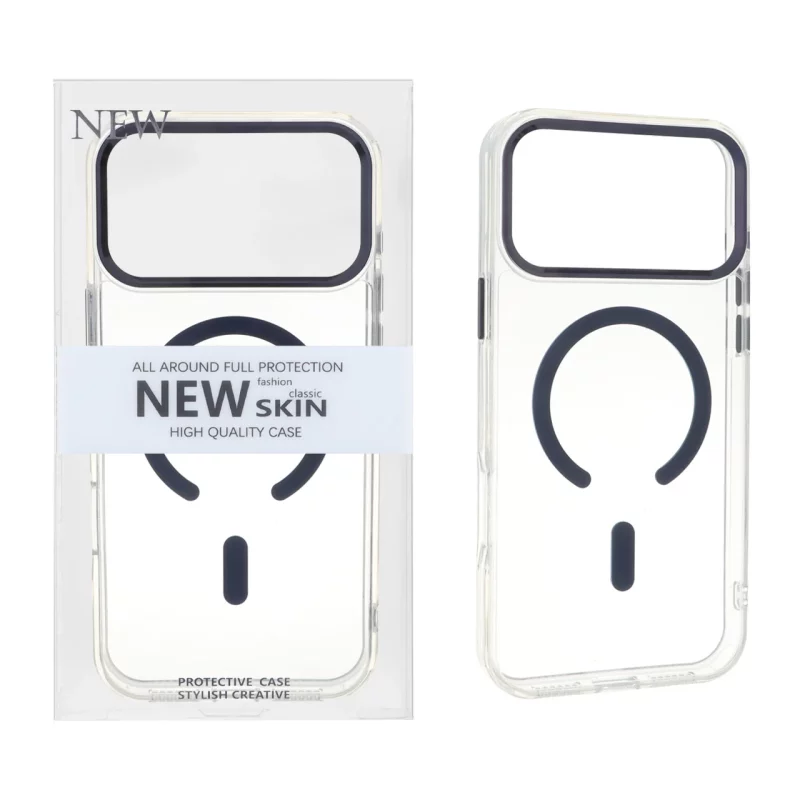 قاب اورجینال New Skin شفاف MagSafe پشت سخت لنز آلومینیومی Apple iPhone 17 Pro Max - سرمه ای (پک دار) - تصویر 2
