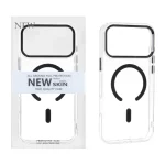 قاب اورجینال New Skin شفاف MagSafe پشت سخت لنز آلومینیومی Apple iPhone 17 Pro Max - مشکی (پک دار)