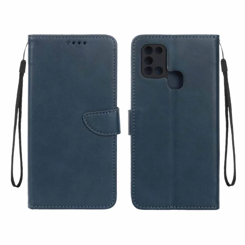 کیف چرمی موبایل مگنتی محافظ لنزدار Samsung Galaxy A21s - سرمه ای - تصویر 2