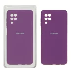 قاب سیلیکونی پاک کنی محافظ لنزدار اورجینال Samsung Galaxy A12 / M12 / F12 - ارغوانی (پک اصلی)