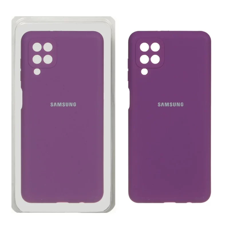 قاب سیلیکونی پاک کنی محافظ لنزدار اورجینال Samsung Galaxy A12 / M12 / F12 - ارغوانی (پک اصلی) - تصویر 2