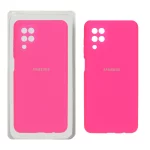 قاب سیلیکونی پاک کنی محافظ لنزدار اورجینال Samsung Galaxy A12 / M12 / F12 - صورتی فانتزی (پک اصلی)