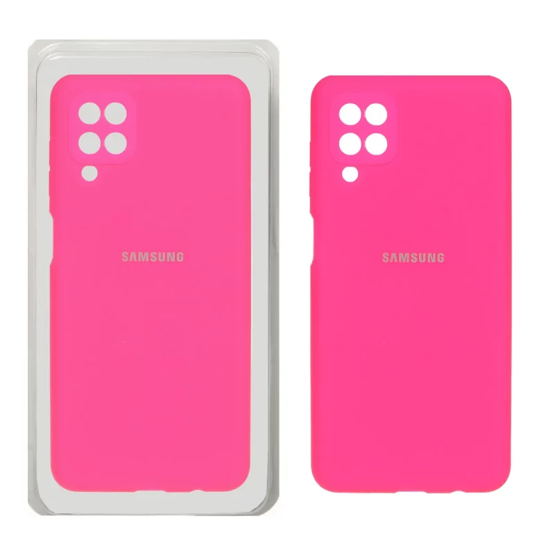 قاب سیلیکونی پاک کنی محافظ لنزدار اورجینال Samsung Galaxy A12 / M12 / F12 - صورتی فانتزی (پک اصلی) - تصویر 2
