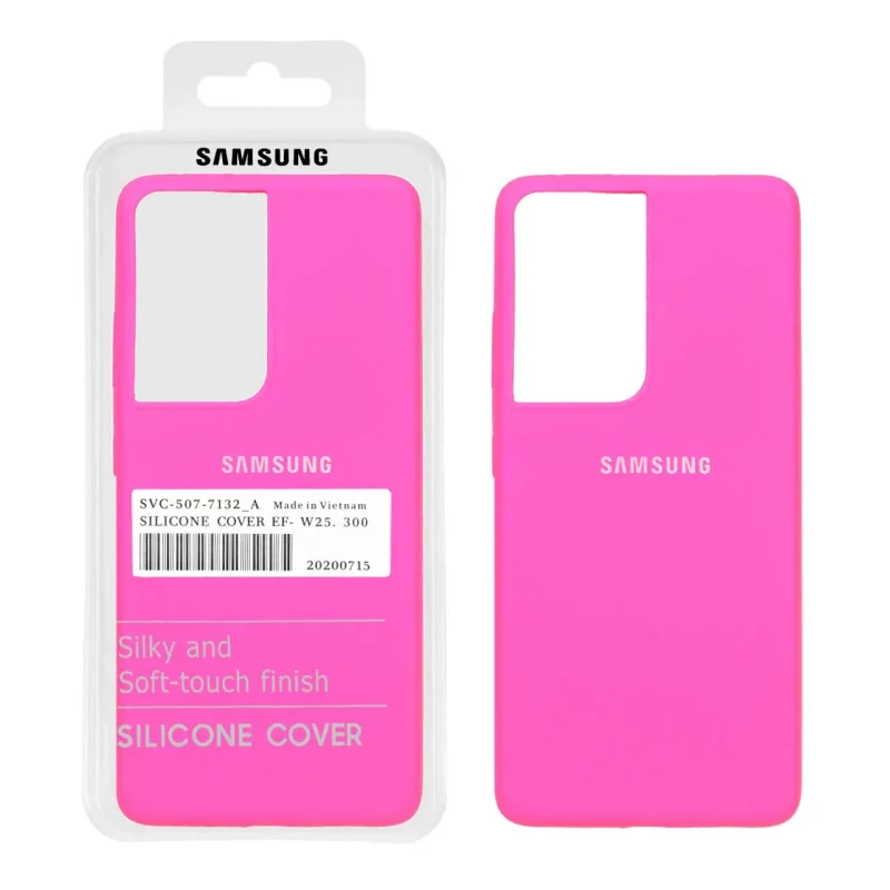 قاب سیلیکونی پاک کنی اورجینال درجه یک Samsung Galaxy S21 Ultra - صورتی فانتزی (پک اصلی) - تصویر 2