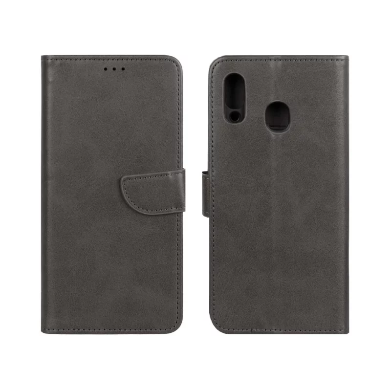 کیف چرمی موبایل مگنتی Samsung Galaxy A30 / A20 - خاکستری - تصویر 2