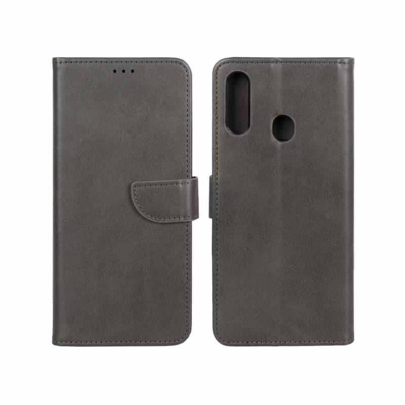 کیف چرمی موبایل مگنتی Samsung Galaxy A20s - خاکستری - تصویر 2