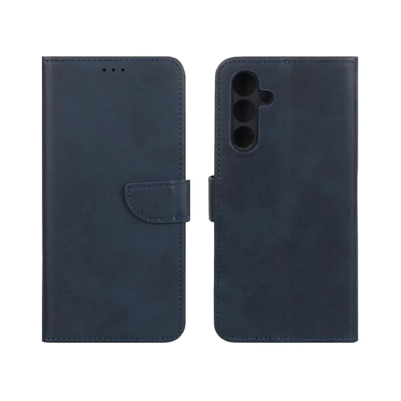کیف چرمی موبایل مگنتی محافظ لنزدار Samsung Galaxy A54 - سرمه ای - تصویر 2
