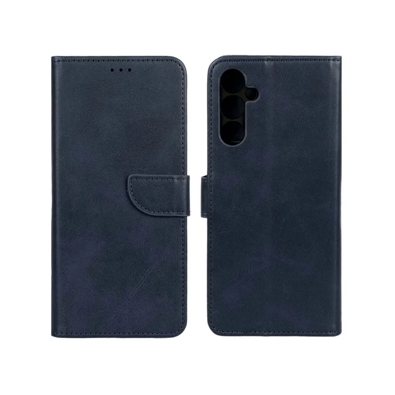 کیف چرمی موبایل مگنتی محافظ لنزدار Samsung Galaxy A05s - سرمه ای - تصویر 2