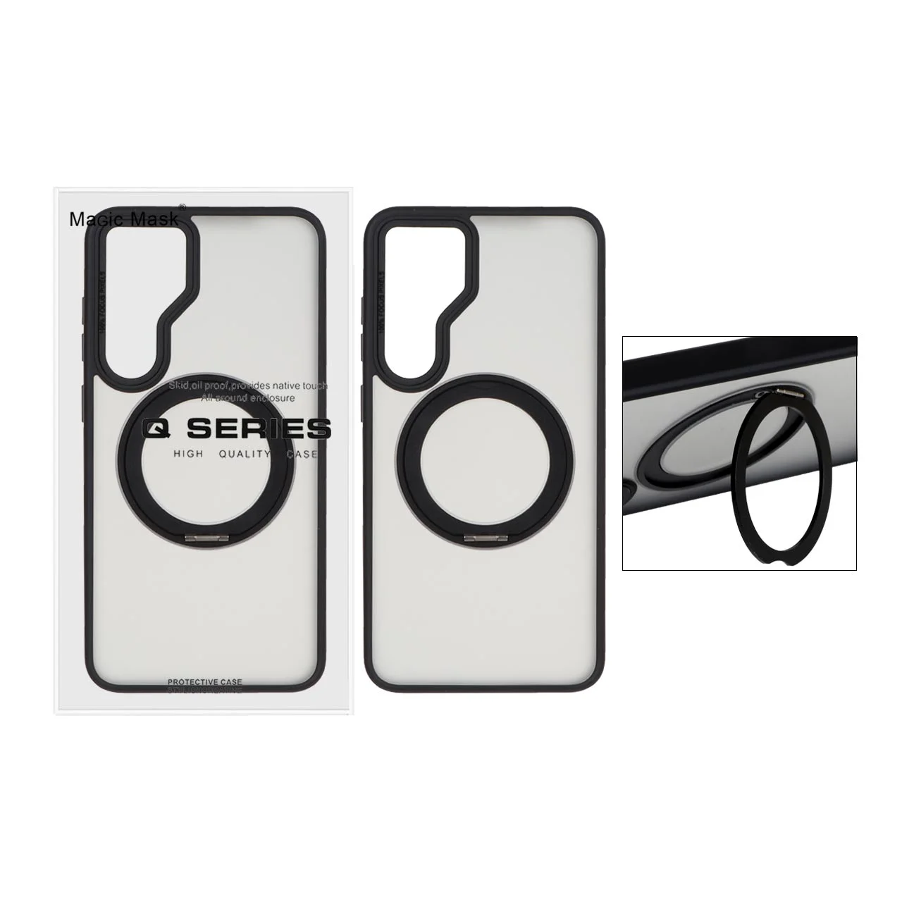 19178-1231806-1 قاب اورجینال Magic Mask استند چرخشی Magsafe مدل Samsung Galaxy S24 FE - مشکی (پک دار) - تصویر 1