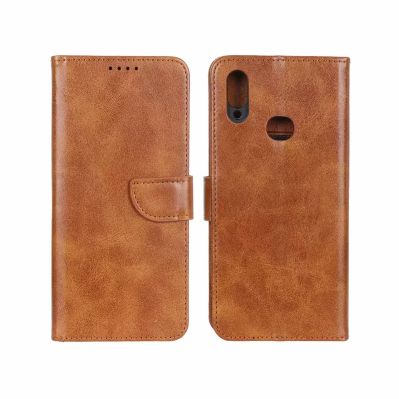 کیف چرمی موبایل مگنتی Samsung Galaxy A10s - عسلی - تصویر 2