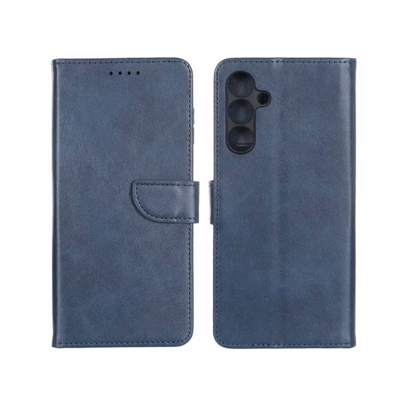 کیف چرمی موبایل مگنتی محافظ لنزدار Samsung Galaxy A16 - سرمه ای - تصویر 2