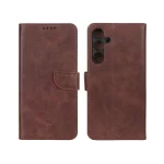 کیف چرمی موبایل مگنتی محافظ لنزدار Samsung Galaxy A55 - قهوه ای