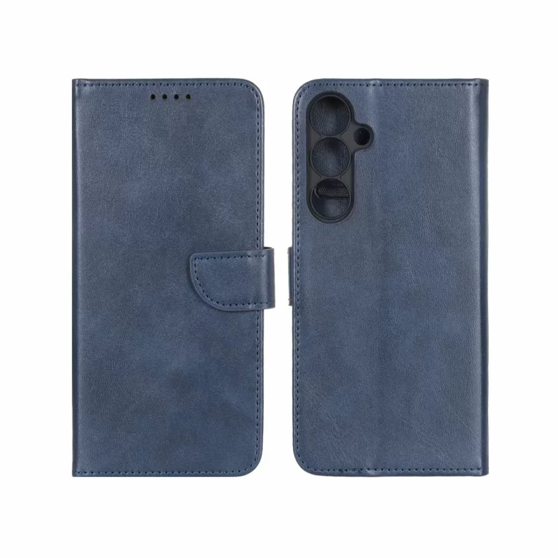 کیف چرمی موبایل مگنتی محافظ لنزدار Samsung Galaxy S24 FE - سرمه ای - تصویر 2