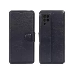 کیف موبایل چرمی مگنتی محافظ لنزدار Samsung Galaxy A12 / M12 / F12 - سرمه ای