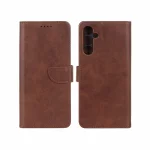 کیف چرمی موبایل مگنتی محافظ لنزدار Samsung Galaxy A05s - قهوه ای