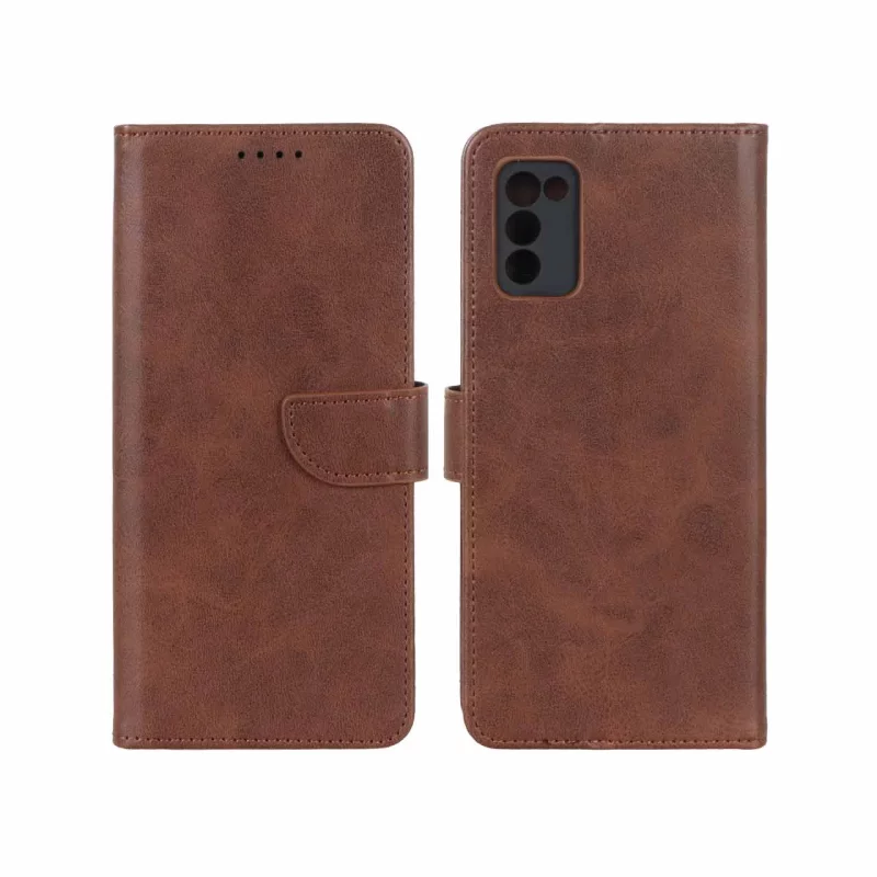 کیف چرمی موبایل مگنتی محافظ لنزدار Samsung Galaxy A03s / A02s - قهوه ای - تصویر 2