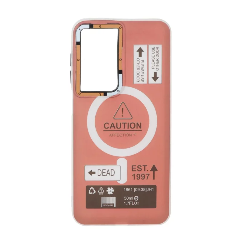 قاب Caution دور مات طرح مگ سیف Samsung Galaxy A17 / A26 - زرشکی - تصویر 2