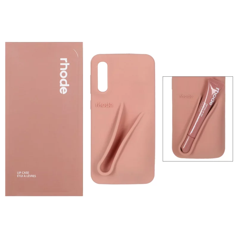 قاب سیلیکونی پاک کنی اورجینال rhode با ست لیپ گلاس Samsung Galaxy A50 / A50s / A30s - کرم نارنجی (پک دار) - تصویر 2