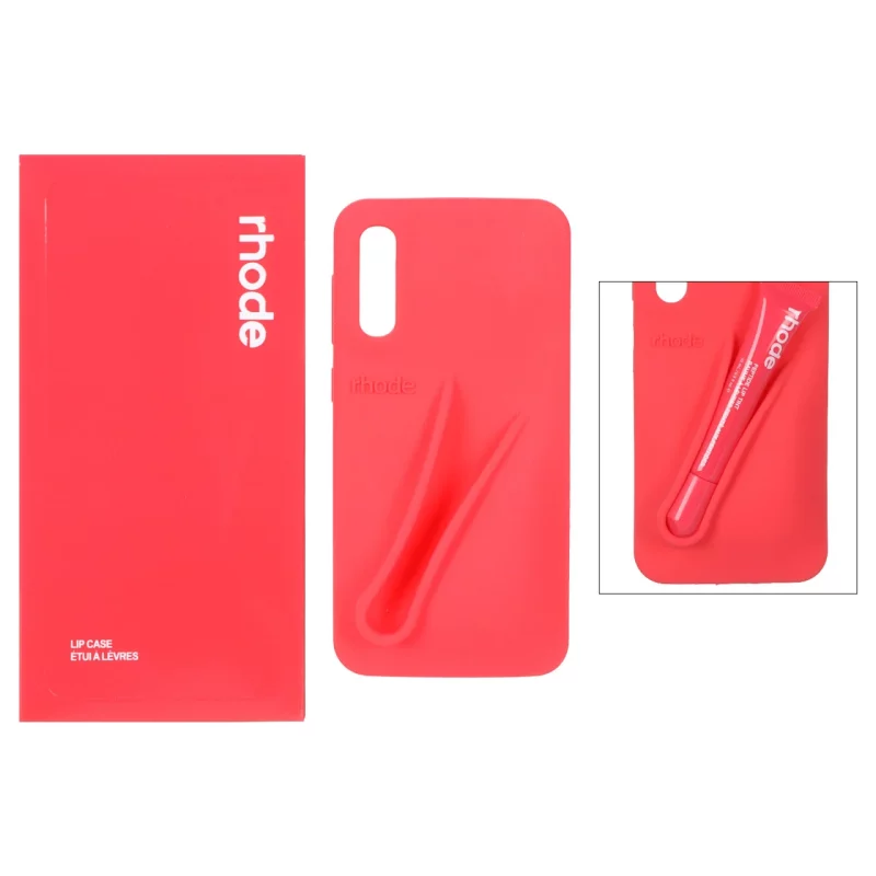 قاب سیلیکونی پاک کنی اورجینال rhode با ست لیپ گلاس Samsung Galaxy A50 / A50s / A30s - قرمز (پک دار) - تصویر 2