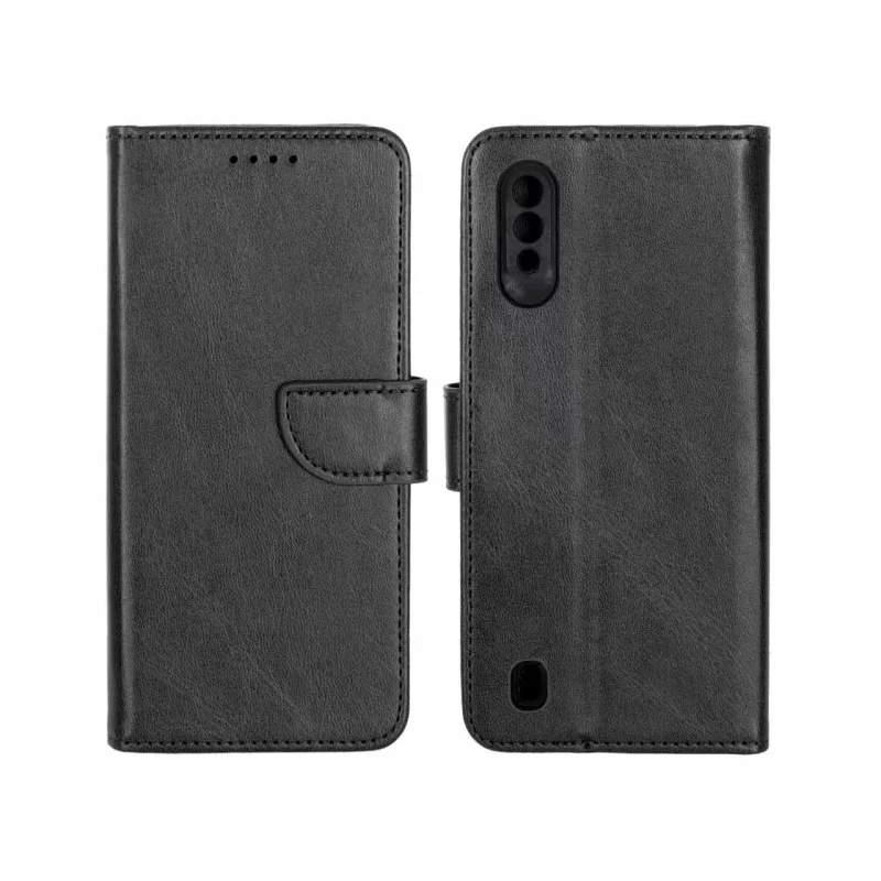 کیف چرمی موبایل مگنتی محافظ لنزدار Samsung Galaxy A01 / M01 - مشکی - تصویر 2