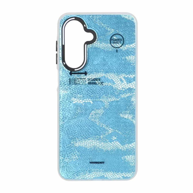 قاب Youngkit طرح بارکد پوست ماری دور مات Samsung Galaxy A17 / A26 - آبی آسمانی - تصویر 2