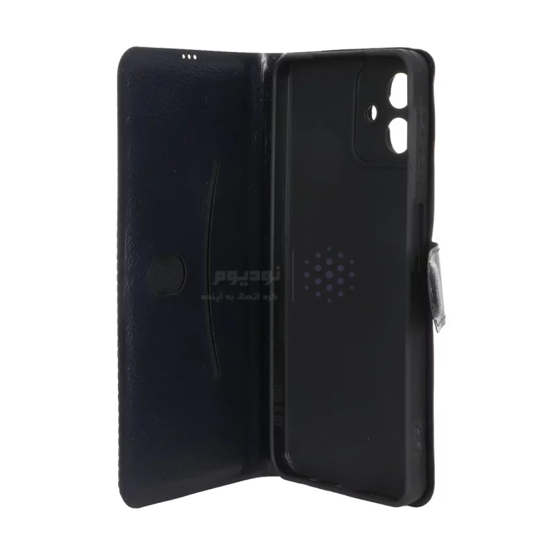 کیف موبایل چرمی مگنتی محافظ لنزدار Samsung Galaxy A07 - سرمه ای - تصویر 3