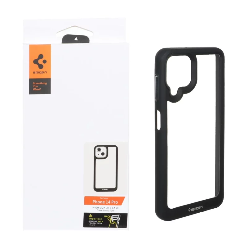 قاب اورجینال Spigen مدل Samsung Galaxy A22 4G / M22 / M32 4G / F22 - شفاف مشکی - تصویر 2