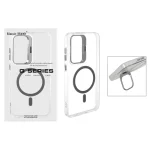 قاب اورجینال Q Series Bracket کریستالی Magsafe لنز استندشو Samsung Galaxy S24 FE - خاکستری (پک دار)
