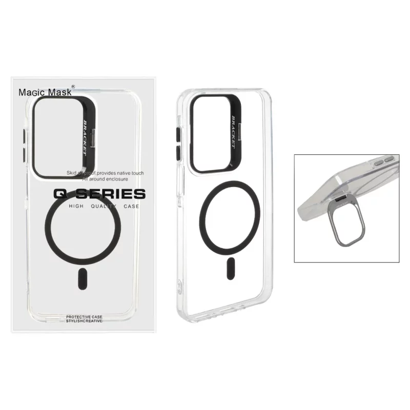 قاب اورجینال Q Series Bracket کریستالی Magsafe لنز استندشو Samsung Galaxy A17 / A16 / A26 - مشکی (پک دار) - تصویر 2