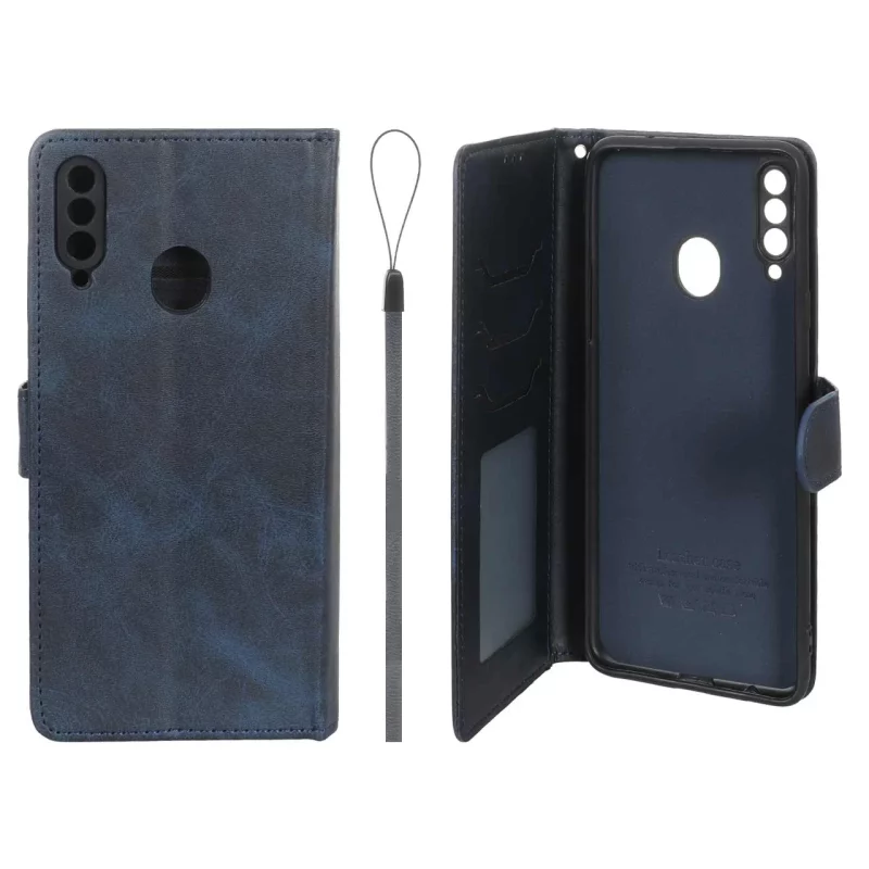کیف موبایل مگنتی درجه یک داخل خز MNC Plus مدل Samsung Galaxy A20s - سرمه ای - تصویر 2