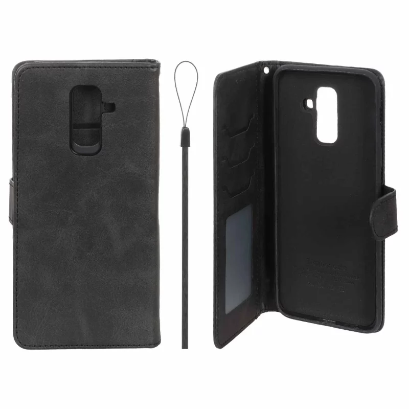 کیف موبایل مگنتی درجه یک داخل خز MNC Plus مدل Samsung Galaxy A6 Plus - مشکی - تصویر 2