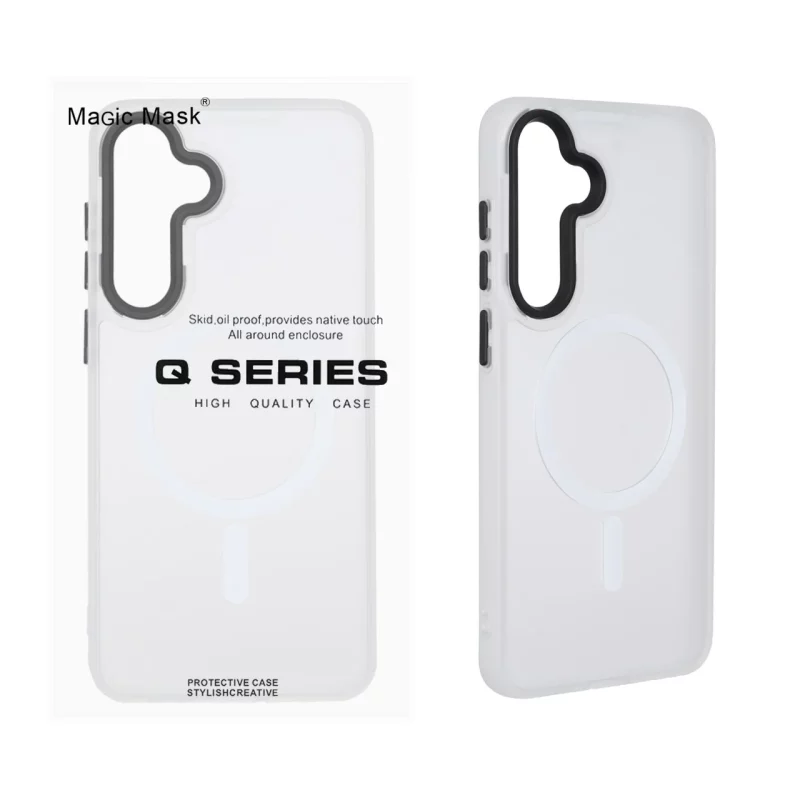 قاب اورجینال Magic Mask مات Magsafe بلک لنز Samsung Galaxy S25 FE - سفید (پک دار) - تصویر 2