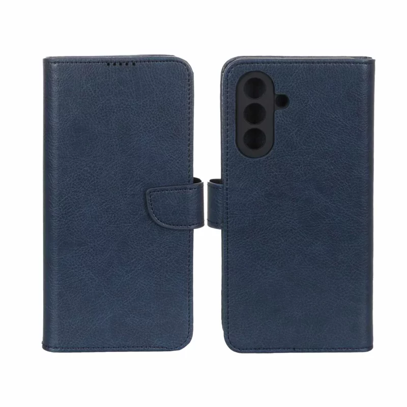 کیف چرمی موبایل مگنتی محافظ لنزدار Samsung Galaxy A17 / A26 - سرمه ای - تصویر 2