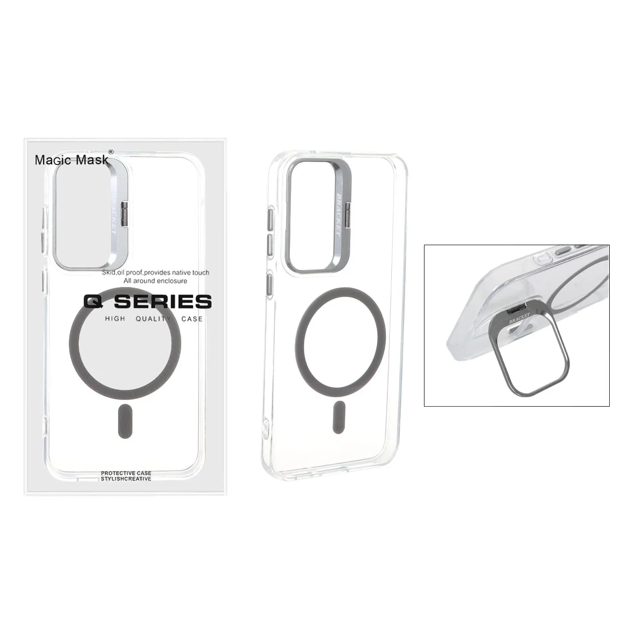 19178-1608354-1 قاب اورجینال Q Series Bracket کریستالی Magsafe لنز استندشو Samsung Galaxy S23 FE - خاکستری (پک دار) - تصویر 1