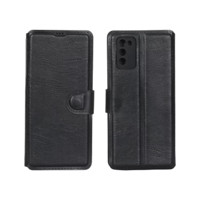 کیف موبایل چرمی مگنتی محافظ لنزدار Samsung Galaxy A03s / A02s - مشکی - تصویر 2