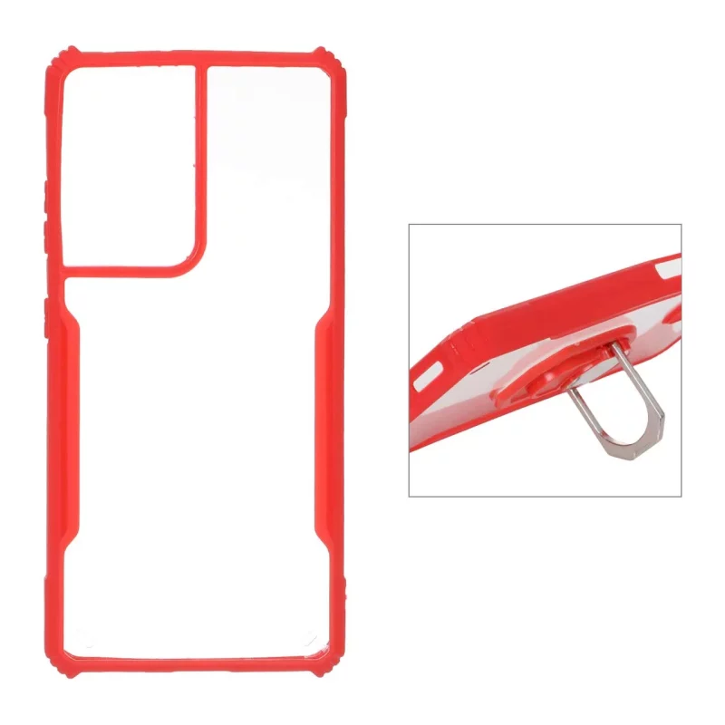 قاب New Case ایربگ دار هولدر انگشتی Samsung Galaxy S21 Ultra - قرمز - تصویر 2