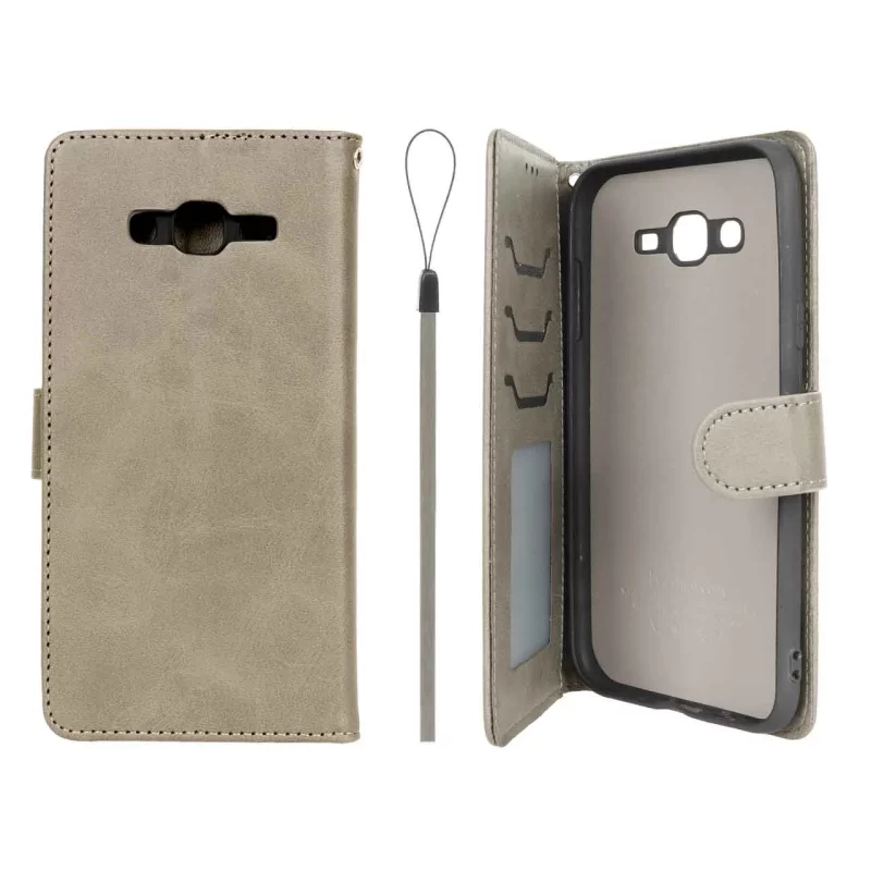 کیف موبایل مگنتی درجه یک داخل خز MNC Plus مدل Samsung Galaxy J7 (2015) / J700 - خاکستری - تصویر 2